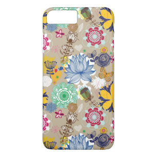 Capa iPhone 8 Plus/7 Plus Teste padrão floral no estilo retro 3
