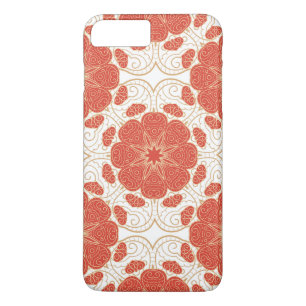 Capa iPhone 8 Plus/7 Plus Teste padrão floral vermelho e Dourado do laço