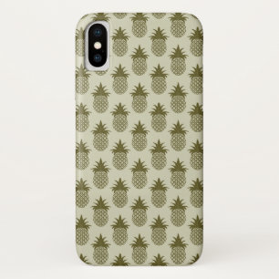 Capa Para iPhone X Teste padrão Khaki do abacaxi