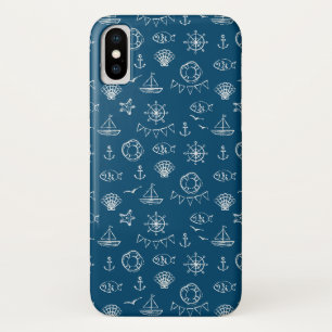 Capa Para iPhone X Teste padrão náutico 2 do desenho de giz