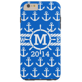 Capa Tough Para iPhone 6 Plus Teste padrão náutico azul personalizado das