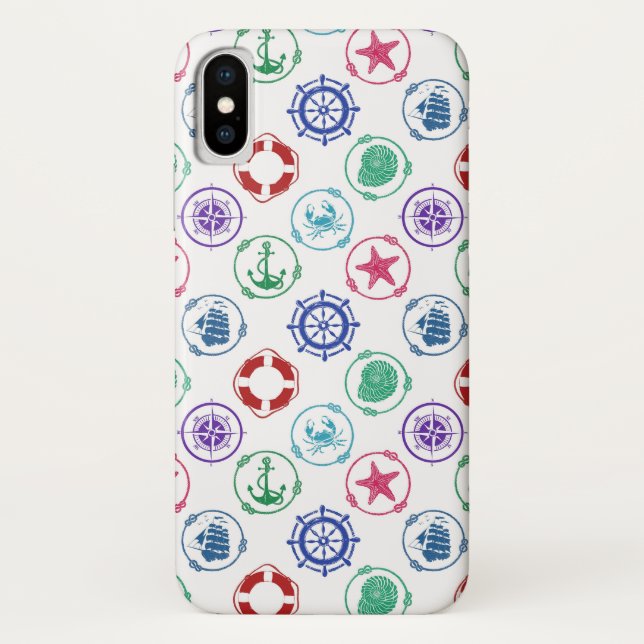 Capa Para iPhone, Case-Mate Teste padrão náutico colorido (Verso)