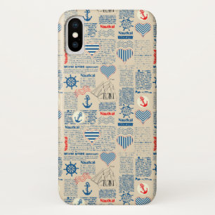 Capa Para iPhone X Teste padrão náutico do jornal