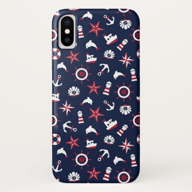 Capa Para iPhone, Case-Mate Teste padrão náutico do mar (Verso)