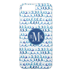 Capa Para iPhone Da Case-Mate Teste padrão ondulado da aguarela azul pintado m