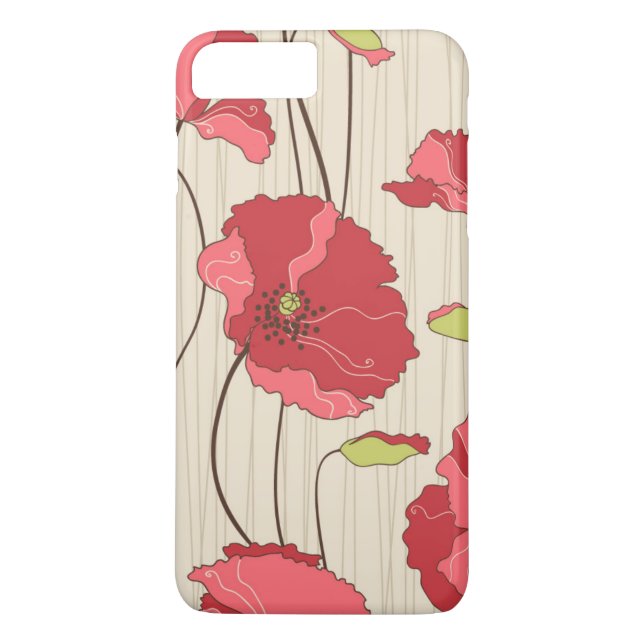 Capa Para iPhone, Case-Mate Teste padrão retro das papoilas (Verso)