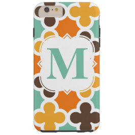Capa Tough Para iPhone 6 Plus Teste padrão retro de Quatrefoil do monograma do