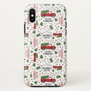 Capa Para iPhone Da Case-Mate Teste padrão vermelho do Feliz Natal do caminhão