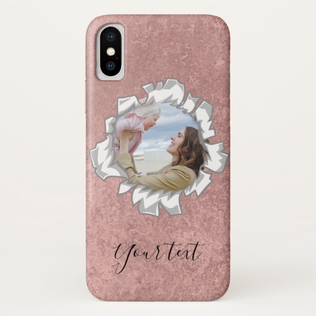 Capa Para iPhone, Case-Mate Texto de Foto Personalizado Elegante Dourado (Verso)