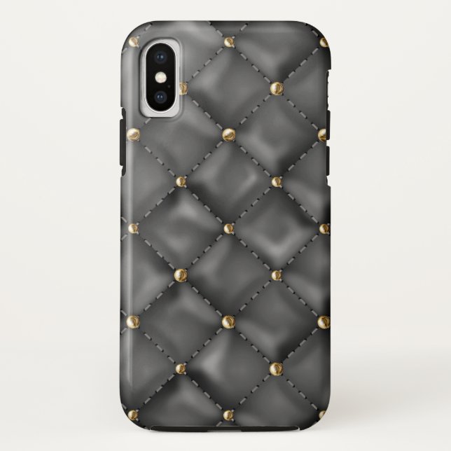 Capa Para iPhone, Case-Mate Textura de couro brilhante com pérolas Douradas (Verso)