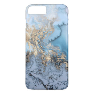 Capa iPhone 8 Plus/7 Plus Textura de mármore moderna Dourado do cinza azul