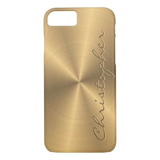 Capa Para iPhone, Case-Mate Textura radial metálica Dourado personalizada (Verso)