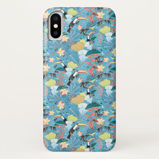 Capa Para iPhone, Case-Mate Textura tropical com Toucans e colibris (Verso)
