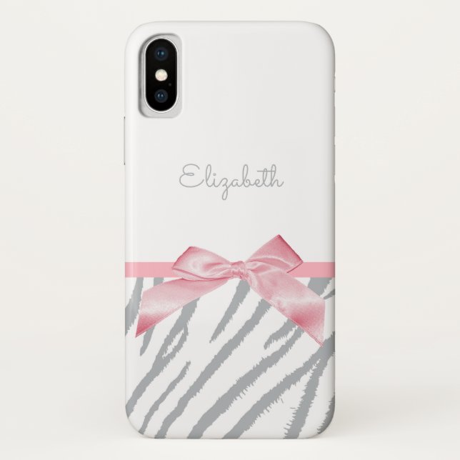Capa Para iPhone, Case-Mate Tigre-Cinza-Rapariga Impressão Animal Com Nome (Verso)