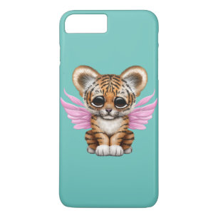 Capa Para iPhone Da Case-Mate Tigre Cub bonito com as asas feericamente no rosa
