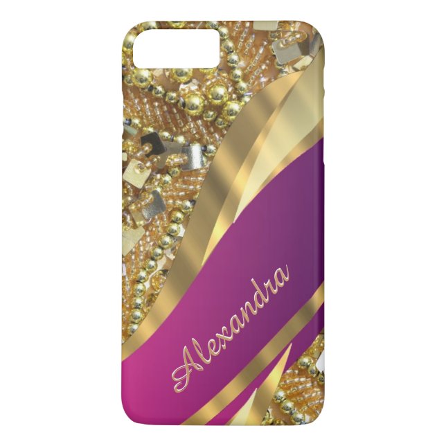 Capa Para iPhone, Case-Mate Tinta elegante personalizada e borla dourada (Verso)