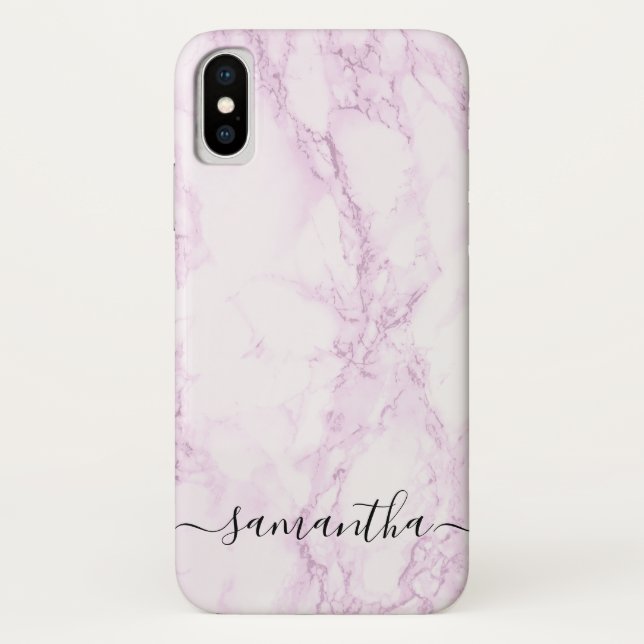 Capa Para iPhone, Case-Mate Tipografia de Nome de Script de Marble Rosa Person (Verso)
