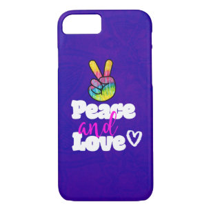 Capa iPhone 8/7 Tipografia do Paz e do Amor: Rainbow Hand Peace Si