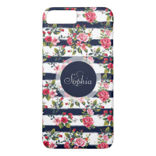 Capa iPhone 8 Plus/7 Plus Tiras florais de rosas de vindima