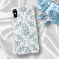Torno Floral Branco e Azul gravado Elegante