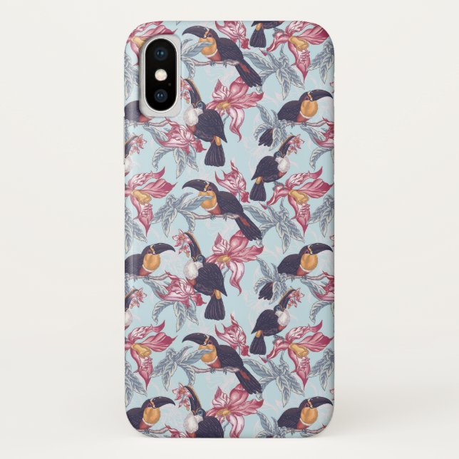 Capa Para iPhone, Case-Mate Toucanos com flores exóticas (Verso)