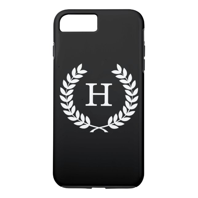 Capa Para iPhone, Case-Mate Trigo branco preto Laurel Wreath Inicial Monograma (Verso)