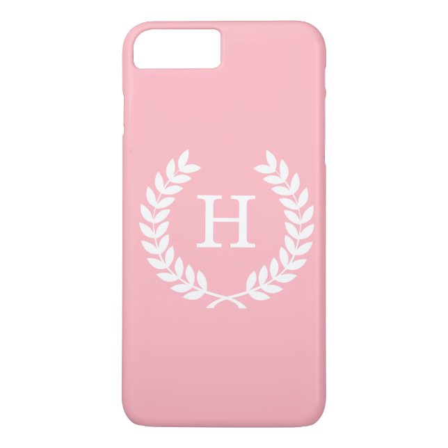Capa Para iPhone, Case-Mate Trigo branco rosa Laurel Wreath Inicial Monograma (Verso)