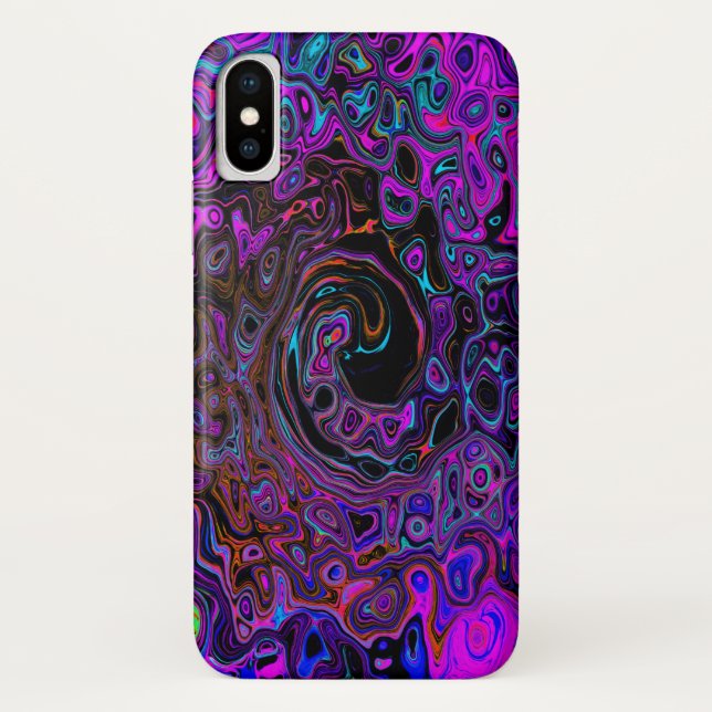 Capa Para iPhone, Case-Mate Trippy Black and Magenta Retro Liquid Swirl (Verso)