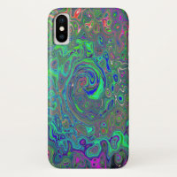 Trippy Chartreuse e Blue Retro Liquid Swirl