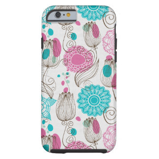Capa Tough Para iPhone 6 tulipas do doodle