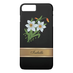 Capa Para iPhone Da Case-Mate Tulipas e Narcisos Nome Personalizado Dourado