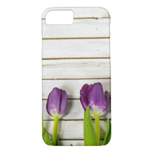Capa Para iPhone Da Case-Mate tulipas púrpuras em madeira