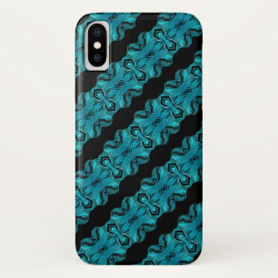 Capa Para iPhone X Turquesa Azul Padrão Único/ Listras