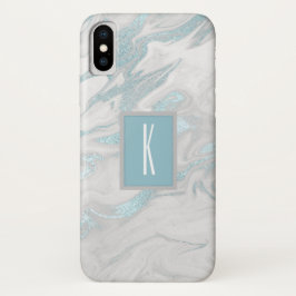 Capa Para iPhone Da Case-Mate Turquoise Marbled Monogrammed iPhone X Case