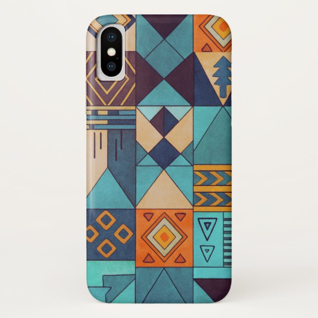 Capa Para iPhone, Case-Mate Turquoise & Orange Patchwork  (Verso)