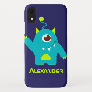 Capa Para iPhone XR Um alienígena de olhos, um nome verde azul