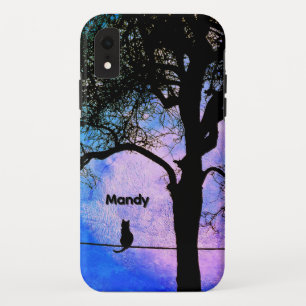 Capa Para iPhone Da Case-Mate Um gato preto em um nome de lua cheia com fio