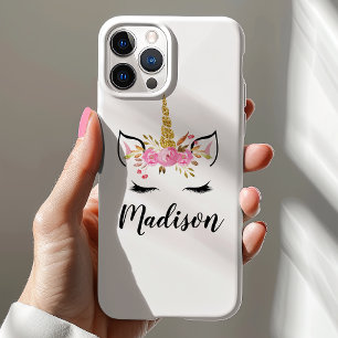 Capa iPhone 8/7 Unicorn Face com Eyelashes Nome Personalizado