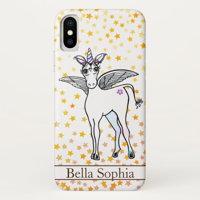Capa Para iPhone, Case-Mate Unicórnio alado mágico com sotaques de ouro (Verso)