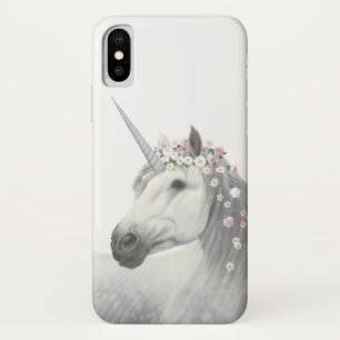 Capa Para iPhone X Unicórnio do espírito com as flores na juba