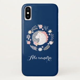 Capa Para iPhone X Unicórnio Personalizado Azul e Esmagado