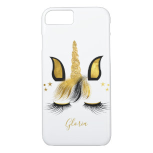 Capa iPhone 8/7 Unicórnio preto & Dourado