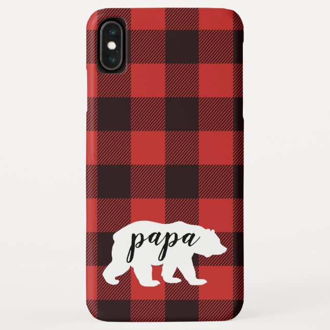 Capa Para iPhone, Case-Mate Urso do Papa Flanel Vermelho e Negro (Verso)