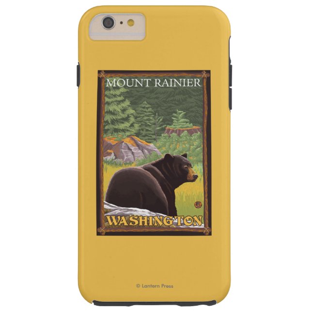 Capa Para iPhone, Case-Mate Urso preto na floresta - o Monte Rainier, (Verso)