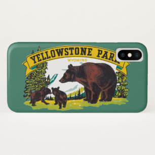 Capa Para iPhone X Ursos de Brown do vintage no parque nacional de