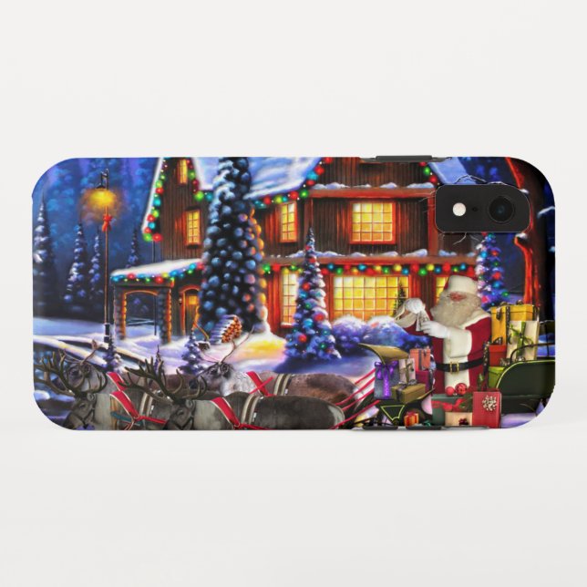 Capa Para iPhone, Case-Mate Velho Papai Noel e Reindeer (Verso (Horizontal))