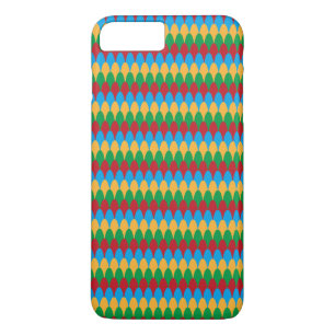 Capa iPhone 8 Plus/7 Plus Verde Azul Amarelo e Escalas Geométricas Vermelhas