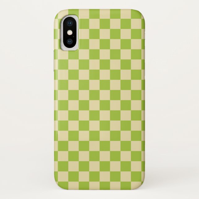 Capa Para iPhone, Case-Mate Verde-maçã e bege Checkered (Verso)