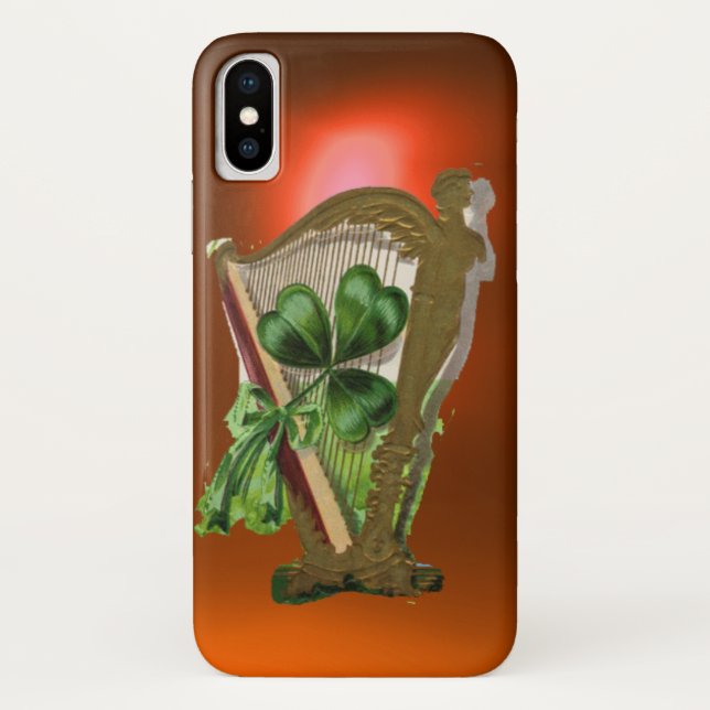 Capa Para iPhone, Case-Mate VERDE SHAMROCK HARP laranja (Verso)