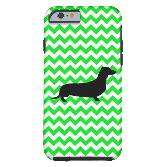 Capa Para iPhone, Case-Mate Verdes irlandeses - Chevron com Dachshund (Verso)